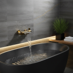 Robinets de centre commercial chromés muraux, or HOBathtub F/05, baignoire cascade noire, odorgris, laiton, contrôle des touristes Foy