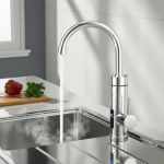 Robinet chauffe-eau électrique instantané, en acier inoxydable, deux fonctions, eau chaude et froide, pour la cuisine