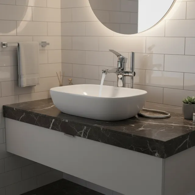 Mitigeur lavabo monocommande chromé contemporain…