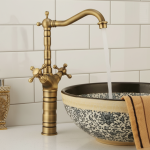 Bassin F/05 ets Antique En Laiton HOBasin Évier F/05 ets cussion touristes Poignée Chaud Froid Lavabo Bain centre commercial Robinet WC Robinets ZLY-6712F