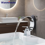 Robinet mitigeur de lavabo chaud et froid en cuivre, trou unique, double poignées, cascade créative, sortie d&rsquo;eau, robinets mélangeurs d&rsquo;évier de salle de bains