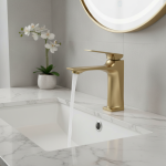 Robinet d&rsquo;eau chaude et froide monté sur pont en laiton, robinet de centre commercial, niveau unique, trou unique, lavage, évier de bain, grue F/05 et