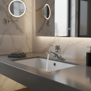 Robinet de salle de bains, lavabo à Double trou, robinet d&rsquo;eau chaude et froide pour toilettes, cuisine, salle de bains, mitigeur d&rsquo;évier en plastique et acier