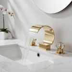 Robinet de lavabo or pont monté poignée en cristal cascade 3 pièces robinet d&rsquo;évier de salle de bains Double poignées mitigeur robinet de lavabo Torneira