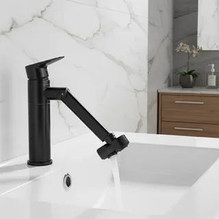 1080 ° Robinet de salle de bains pivotant et rideau de douche