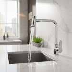 Robinet de salle de bains de cuisine cascade 1 pièce, Raindance de salle de bains de cuisine 4 modèles, robinet de salle de bains à trou en acier inoxydable