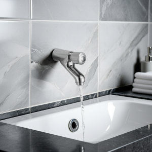 Robinet d&rsquo;économie d&rsquo;eau à fermeture automatique, cuisine domestique ou publique, robinet de lavabo de salle de bains, bouton mural poussoir, retard de robinet