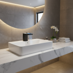 Bassin de bain noir numérique LED, affichage de la température du centre commercial, robinet intelligent en laiton, robinet de maison