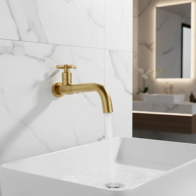 Robinet mural lavabo inox 304 brossée noir mat bec long…