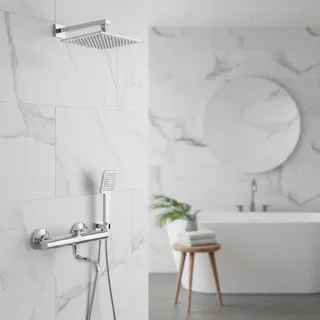 Mitigeur thermostatique douche mural laiton chromé finition miroir…