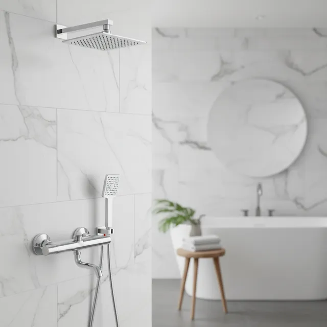 Mitigeur thermostatique douche mural laiton chromé…