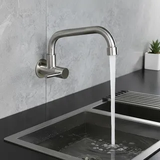 Robinet d'Eau Froide Simple Mural en Acier Inoxydable