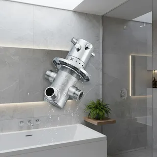 Vanne thermostatique laiton chromé encastrée trois voies céramique…