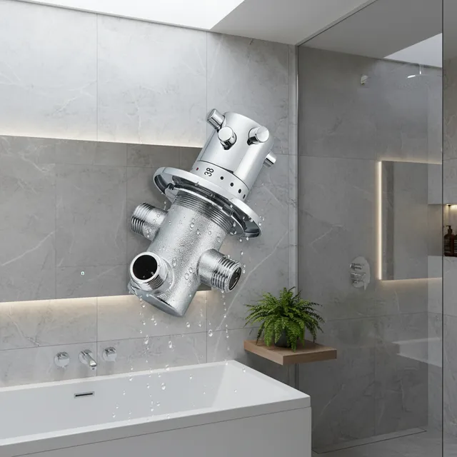 Vanne thermostatique laiton chromé encastrée trois voies…