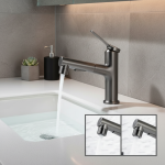 Robinet de salle de bains sortie d&rsquo;eau chaude et froide évier de salle de bains Type de traction robinet trois modes sortie d&rsquo;eau lavabo robinet de douche