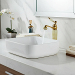 Robinet de lavabo de salle de bains de luxe en or, mitigeur d&rsquo;évier de vanité à poignée unique, robinets d&rsquo;eau en laiton et Jade naturel, robinet d&rsquo;évier de Style haut