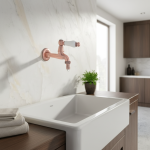 Robinet de cuisine en cuivre rouge antique à une poignée, montage mural, blanchisserie, salle de bain, vadrouille, eau, jardin, machine à laver, Aav325