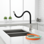 Robinet d&rsquo;évier de cuisine coloré, Tube rotatif à 360 degrés en Silicone, robinet d&rsquo;eau froide unique universel, tuyau Flexible, robinet de lavabo, montage sur pont