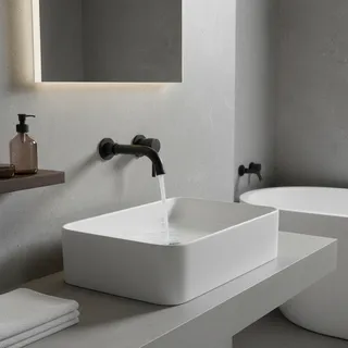 Robinet de lavabo mural noir mat