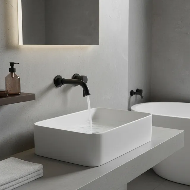 Robinet de lavabo mural noir mat