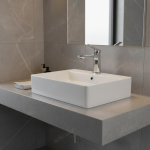 Robinet d&rsquo;évier de salle de bains moderne à noyau en laiton, robinet d&rsquo;eau de lavabo monté sur le pont à poignée unique, mélangeur chaud et froid