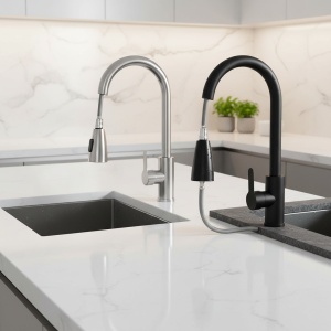 Robinets d&rsquo;évier de cuisine extractibles en acier inoxydable, robinet d&rsquo;eau d&rsquo;évier de cuisine, mélangeur monté sur le pont, tête de pulvérisation à jet, robinets chauds et froids