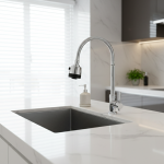 Robinet de cuisine Tube universel grand coude, lavabo à froid unique, robinet d&rsquo;évier, robinet Vertical rotatif pour la maison