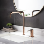 Robinet de lavabo en or Rose, salle de bains à deux trous, robinet de salle de bains répandu, robinet d&rsquo;évier rotatif à 360 degrés, robinet de lavabo noir répandu