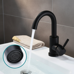 Kendesia-Grue de robinet de centre commercial en acier inoxydable, série noire 256 pour évier, navire, eau chaude et froide