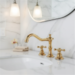 Robinet d&rsquo;évier Antique de salle de bains en laiton doré, lavabo à 3 trous, Double poignée, robinet d&rsquo;eau de lavage chaud et froid