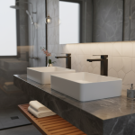 Shinesia robinets de salle de bains, robinet de lavabo en acier inoxydable, grand et court, mitigeur d&rsquo;évier de salle de bains monté sur le pont, eau chaude et froide