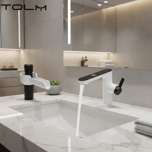 Robinet de lavabo à affichage de la température haut de gamme, lumière LED, deux séries, mélangeur d&rsquo;évier chaud et froid, robinet de lavage de salle de bains à trou unique