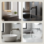 Buse de remplacement de robinet chromée/noir mat/or brossé/gris, mélange de salle de bains, robinet de lavabo de comptoir 150/200/250mm