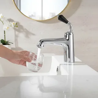 Mitigeur lavabo monobloc chromé laiton bec courbé monolevier poignée…