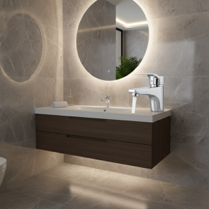 Robinet d&rsquo;armoire, robinet de salle de bains, robinets d&rsquo;évier chromés montés sur le pont, robinet mitigeur froid et chaud à poignée unique