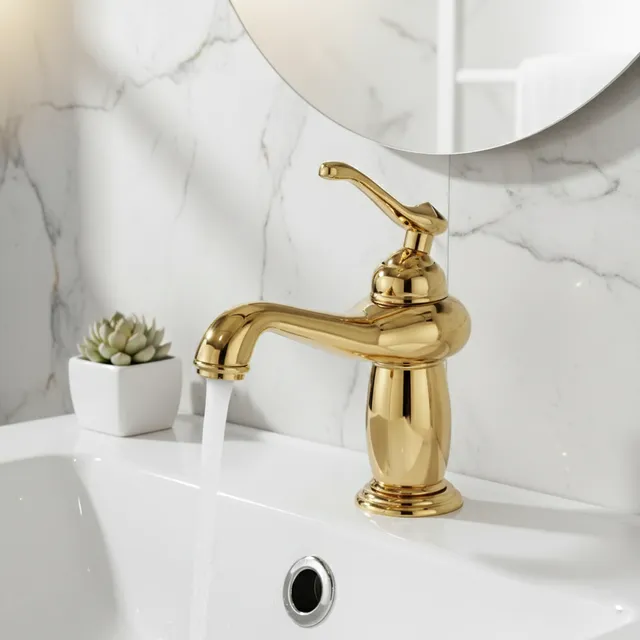 Mitigeur lavabo monocommande laiton massif plaqué or…