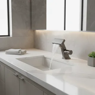 Lavabo Cascade en Laiton Chaud et Froid Robinets d'Eau à Trou Unique