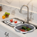 Lavabo pliable domestique 2 en 1, évier portable, seau de pied, lavabo pliant en plastique, bassin de camping en plein air pour voyage