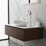 Tuqiu robinet de grand bassin or blanc cygne robinet en laiton noir, robinet de salle de bains, lavabo robinet mitigeur, robinet d&rsquo;évier chaud-froid