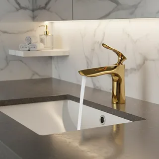 Robinet de vanité en feuille d'érable dorée