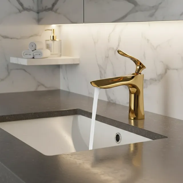 Robinet de vanité en feuille d'érable dorée