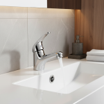 Robinet de lavabo de comptoir de toilette, robinets de salle de bains, robinet d&rsquo;eau froide simple chromé à poignée unique, robinets mélangeurs de lavabo monotrou