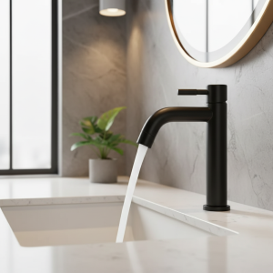 Robinet de lavabo en acier inoxydable 304, robinet d&rsquo;eau froide simple, couleur noir argent, monté sur le pont, allonge et soulevant le lavabo