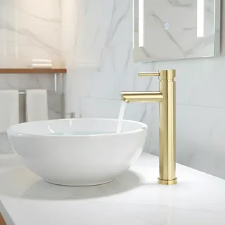 Robinet de salle de bains en or brossé