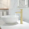 Robinet de salle de bains en or brossé