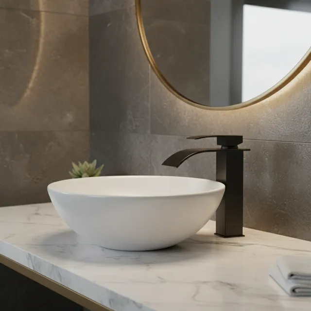 Robinet lavabo cascade noir mat acier inoxydable carré…