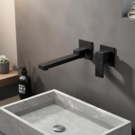 Lavabo mural avec poignée à levier unique moderne, montage d&rsquo;eau chaude et froide, robinet d&rsquo;évier de centre commercial, bain à bec à percussion