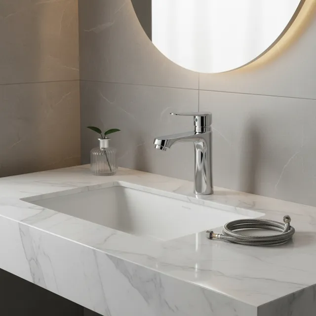 Mitigeur lavabo monocommande chromé design moderne corps…