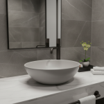 Robinet de salle de bains en laiton noir, table de toilette ronde pour lavage des mains, robinet chaud et froid pour hôtel haut de gamme