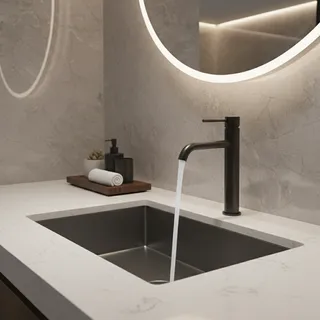 HOSink-Lavabo Noir en Acier Inoxydable Brossé